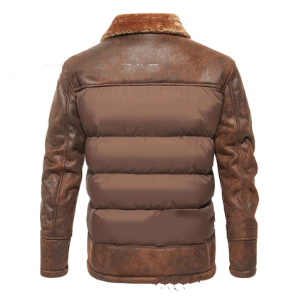 Autumn And Winter Men's Lapel Fur Integrated Fashionable Jacket