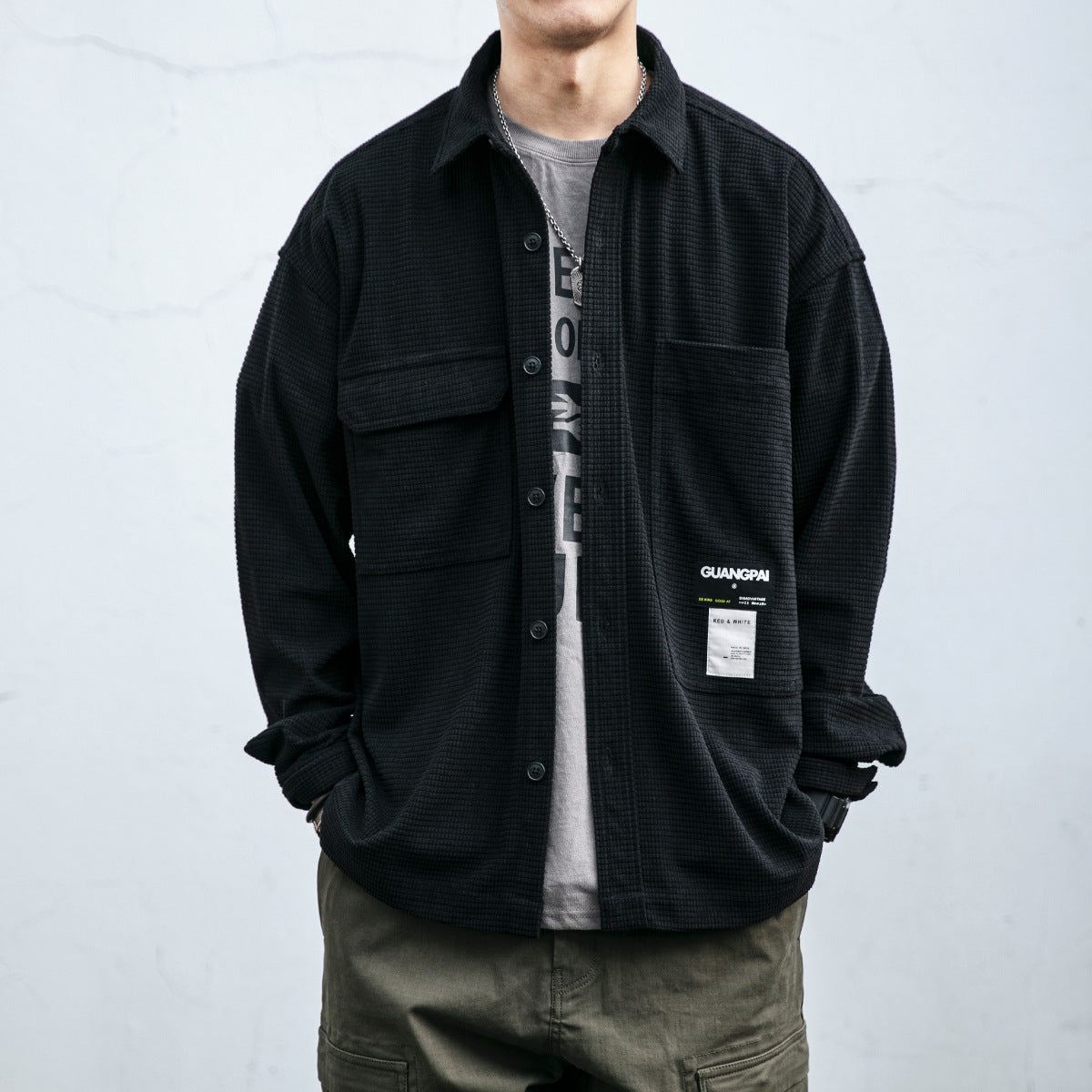 Men's Fashion Casual Vintage Work Shirt Long Sleeve