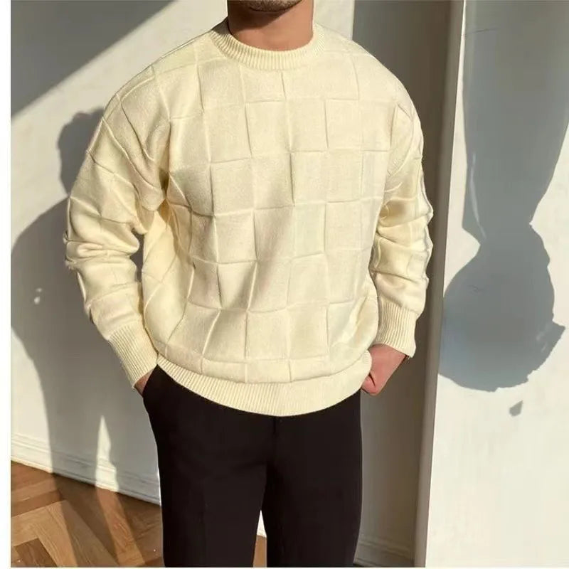 Elegant Fashion Autumn Winter Long Sleeve O Neck Velvet Thin Fleece Sweater Y2K Clothes 2023 Men Warm Sweater Pullover Top