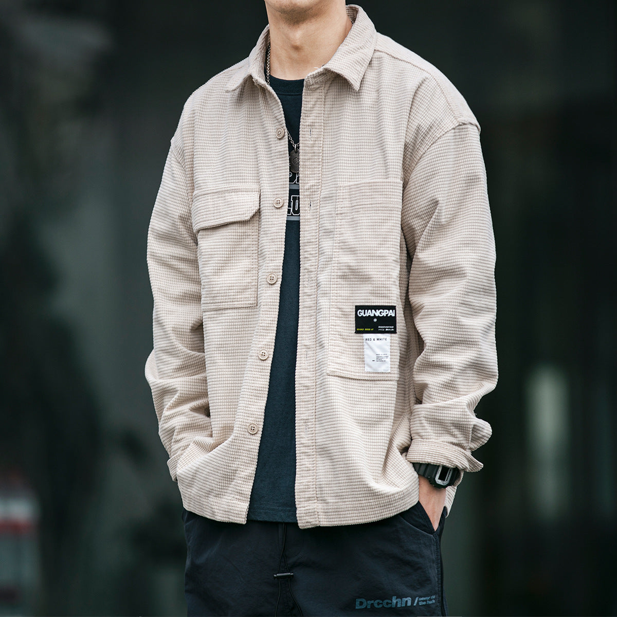 Men's Fashion Casual Vintage Work Shirt Long Sleeve
