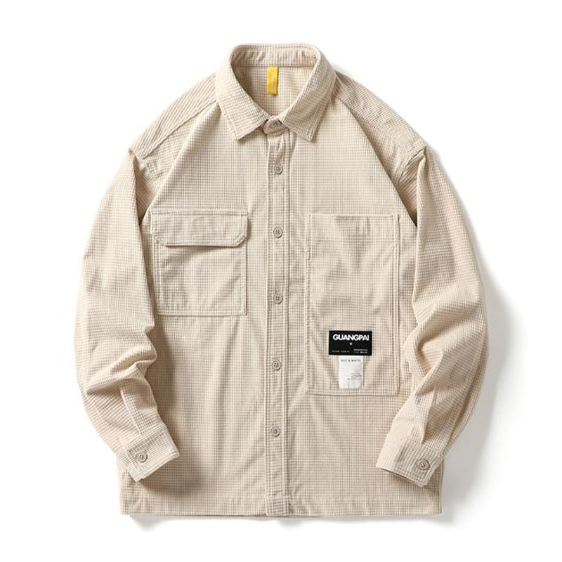 Men's Fashion Casual Vintage Work Shirt Long Sleeve