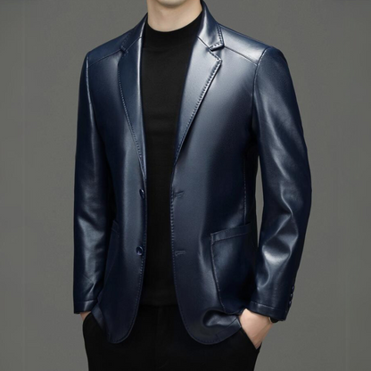 Men's Leather Sheep Wool Lined Blazer