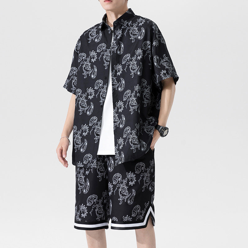 Summer Men's Trendy Handsome Suit Men's Three-piece Short-sleeved Shorts Suit