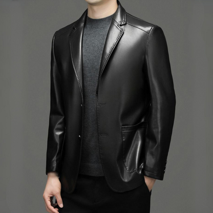 Men's Leather Sheep Wool Lined Blazer