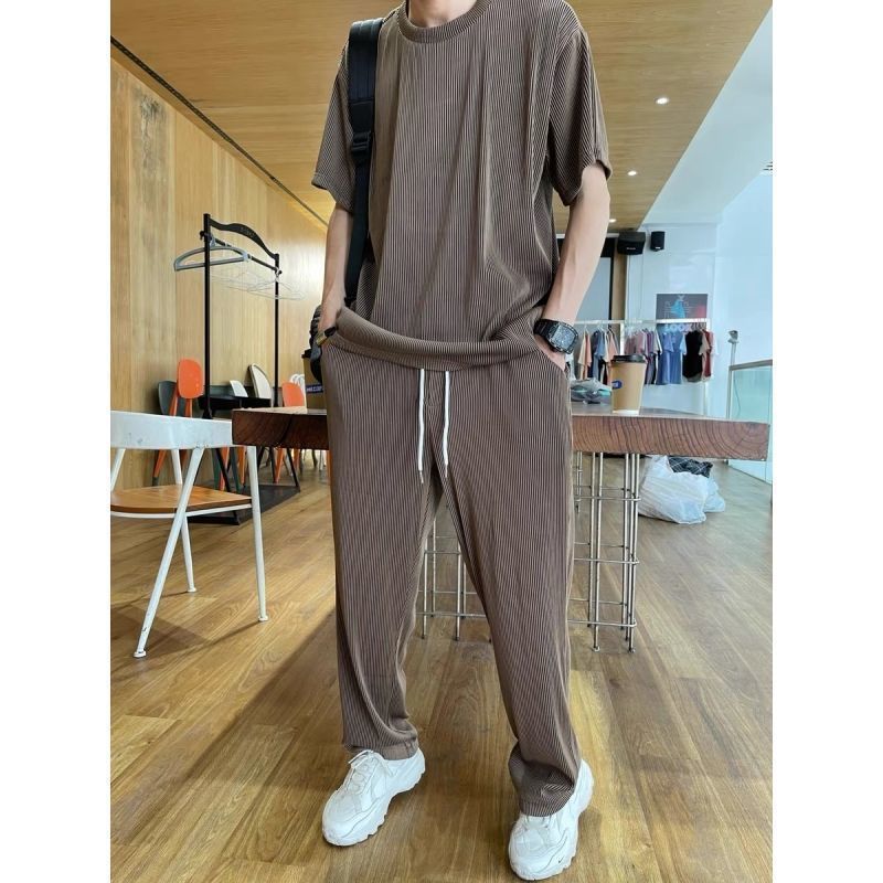 Drapey Short Sleeve Trousers Casual Two Piece Suit