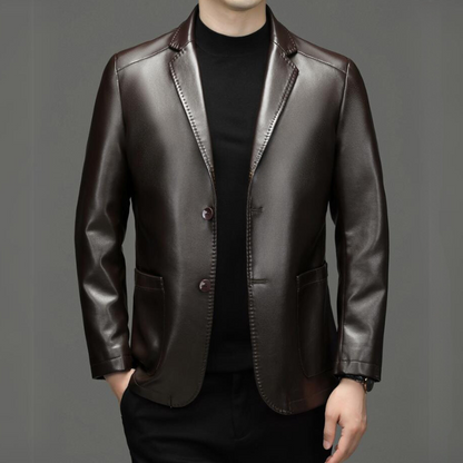 Men's Leather Sheep Wool Lined Blazer