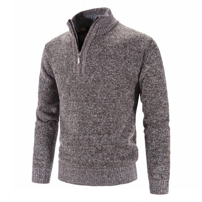 New Style Plus Velvet Men's Foreign Trade Zipper Half High Neck Pullover Sweater