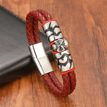 The Thanatos - Genuine Leather Skull Bracelet