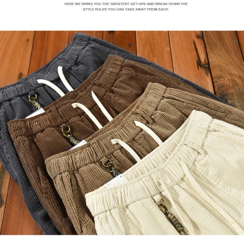 2023 Autumn New Retro Cargo Pants Men Clothing Casual 100% Cotton Daily Joggers Men Trousers AZ627