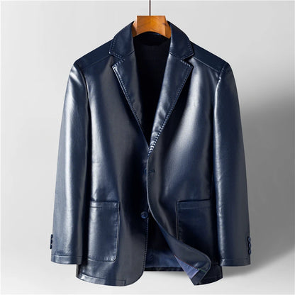 Men's Leather Sheep Wool Lined Blazer