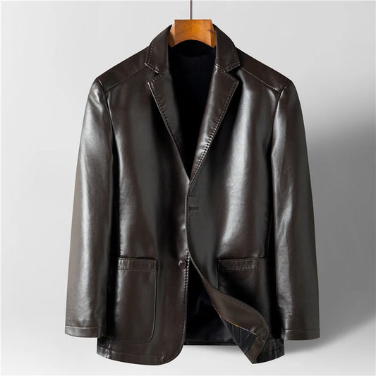 Men's Leather Sheep Wool Lined Blazer