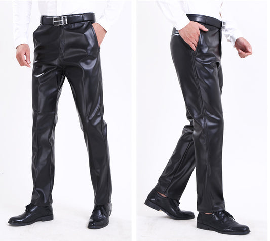 Slim-fit small feet skinny thin leather pants